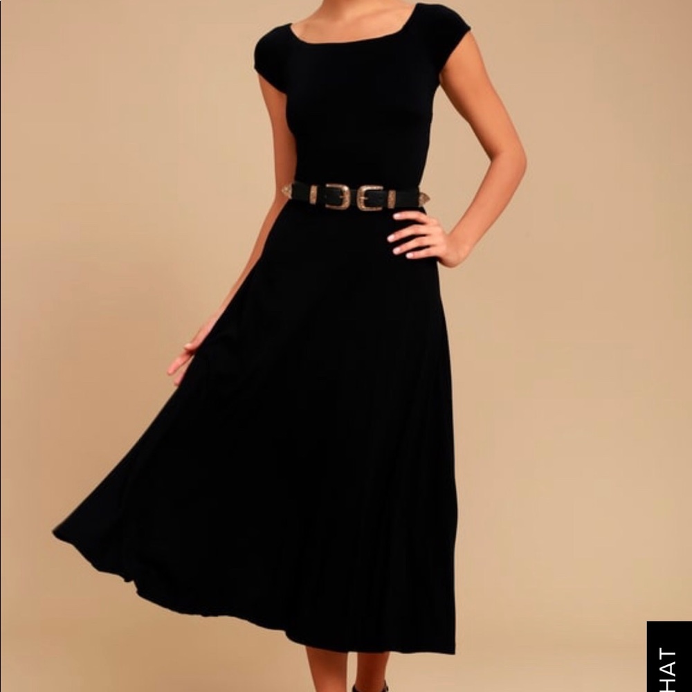 A LA MODE BLACK MIDI DRESS - Lulu’s